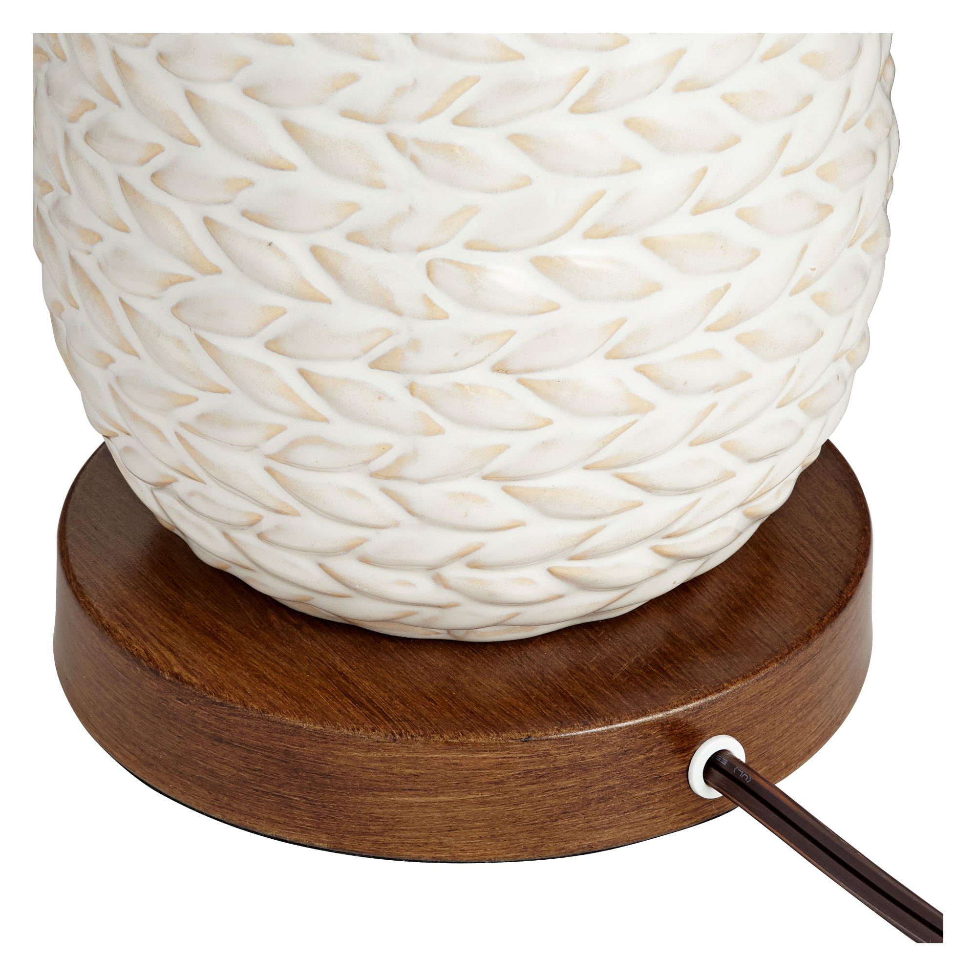 Possini Euro Design Kingston Modern Mid Century Table Lamps 32 3/4" Tall Set of 2 White Textured Ceramic Taupe Drum Shade for Bedroom Living Room Home