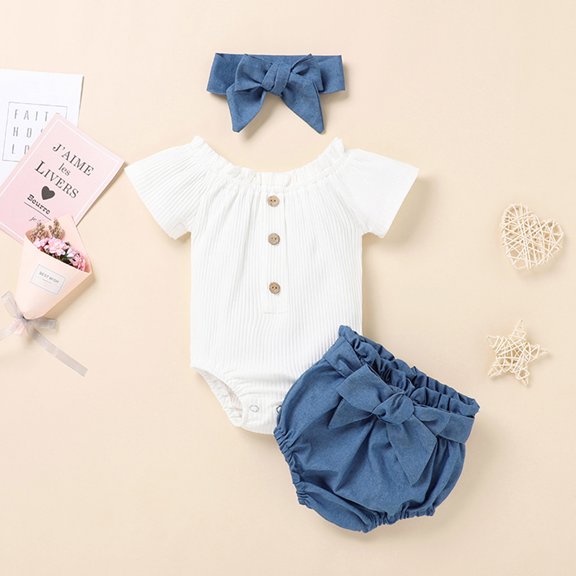 Vedolay Shorts Sets Girl 2 Piece Outfits Girl's Tie Dye Short Sleeve Round Neck T Shirt and Biker Shorts 2 Piece Summer Outfit,White 12-18 Months