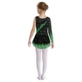 thumbnail image 2 of Haitryli Girls Kids Rhinestone Figure Skating Dress Sleeveless Gymnastics Skirted Leotard Lyrical Ballet Dancewear Dark Green 8, 2 of 5