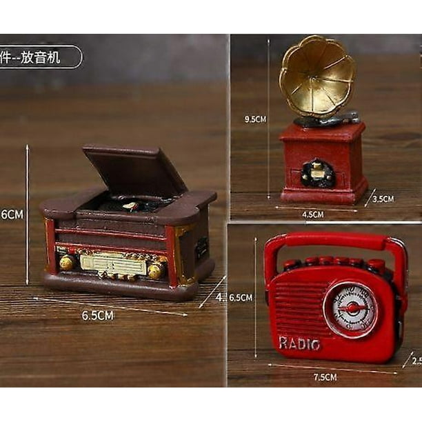 1 Set Mini Phonograph Decor: Miniature Retro Phonograph Resin Ornament - Vintage Record Player and Radio Model for Home Decor Table Decorations and Do
