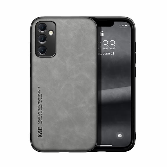 for Samsung Galaxy S24 FE Case Leather, Classic Elegant Premium Business Vegan PU Non-Slip Grip Shockproof Magnetic Car Protective Cover Men Women Phone Cases for Samsung Galaxy S24 FE,Lightgray