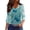 Z86Royal Blue, variant on Womens 3/4 Length Sleeve V Neck Tunic Tops Casual Floral Printed Loose Fit Dressy Blouses for Work Cyan S