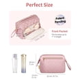 thumbnail image 6 of Makeup Bag Travel Toiletry Bag Cosmetic Bags for Women, Wide-open Pouch Make up Organizer Case for Travel Essentials Toiletries Accessories, Pink, 6 of 8