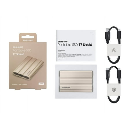 Samsung - T7 Shield 2TB External USB 3.2 Gen 2 Rugged SSD IP65 Water Resistant - Beige
