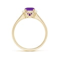 thumbnail image 2 of ANGARA Natural 1.4 ct Amethyst Cocktail Ring with Diamond Halo in 14K Yellow Gold for Women (Size-7x6mm) | February Birthstone, Anniversary, Jewelry Gift for Women | Natural Amethyst Ring, 2 of 8