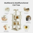 thumbnail image 3 of edx 54" Cat Tree Tower, Multi-Level Pet Indoor Furniture with Scratching Post, Large Condo, Climbing Ramp for Kitten, Beige, 3 of 8