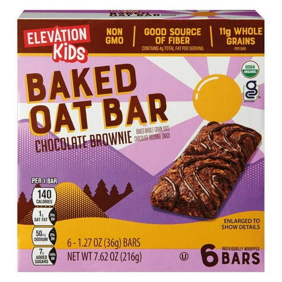 Chocolate Brownie Bar Kid's Baked Oat Bar, 6 count- Pack of 5