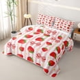 thumbnail image 3 of spefrowx Kawaii Strawberry Bow Print Twin Quilt Set for Girls, Pink Stripe Floral Twin Coverlet Set, 2 Pieces, 3 of 7