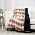 thumbnail image 4 of SoftLux Ombre Brown and White Striped Velvet Plush Fleece Throw Blanket, 50" x 60", Adults and Teens, 4 of 5