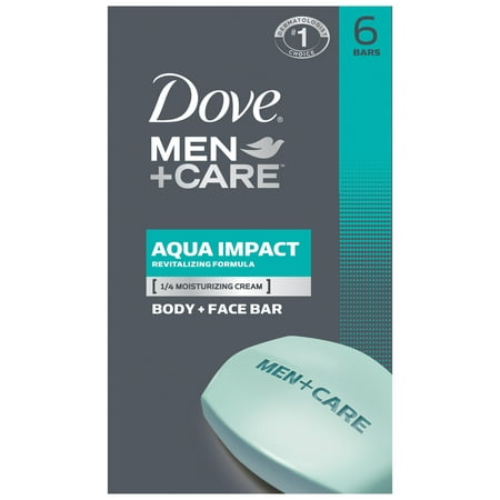 Dove Men+Care Aqua Impact Body and Face Bar 4 oz, 6 (Best Soap For Dry Face)