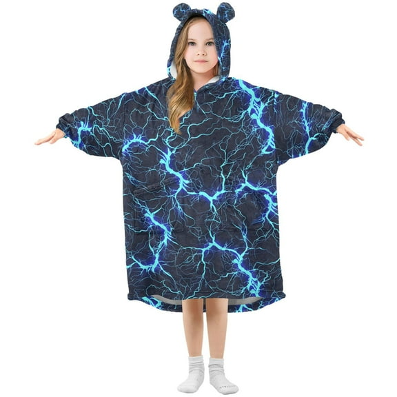 joogoo Wearable Blanket Hoodie for Blue Lightning Oversized Sherpa Hooded 3-14 YR M