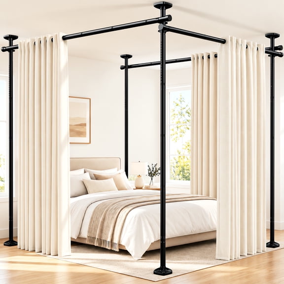 SUNALLY Room Dividers Curtain Rod No Drilling, 4-10ft(H) 28-171inch(W) Adjustable Room Separator for Space Partition, Heavy Duty Floor to Ceiling Tension Rod, Black
