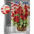 thumbnail image 3 of Extra Long Shower Curtain 72x96 Inch, 4th of July Flower Shower Curtain Waterproof Bathroom Decor Vintage Red Stripe Flag Poppy Floral Fabric Bath Curtain Set Accessories with Hooks, 3 of 6