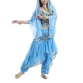 thumbnail image 3 of BellyLady Belly Dance Hip Scarf 158 Gold Coins Dance Skirt-Lake Blue, 3 of 6