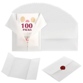 Benvo 50 Pack Pre-Folded Vellum Jackets for 5x7 Invitations Tracing Paper  for Invitation Translucent Vellum Paper Wedding Invitations Wrap Liners for