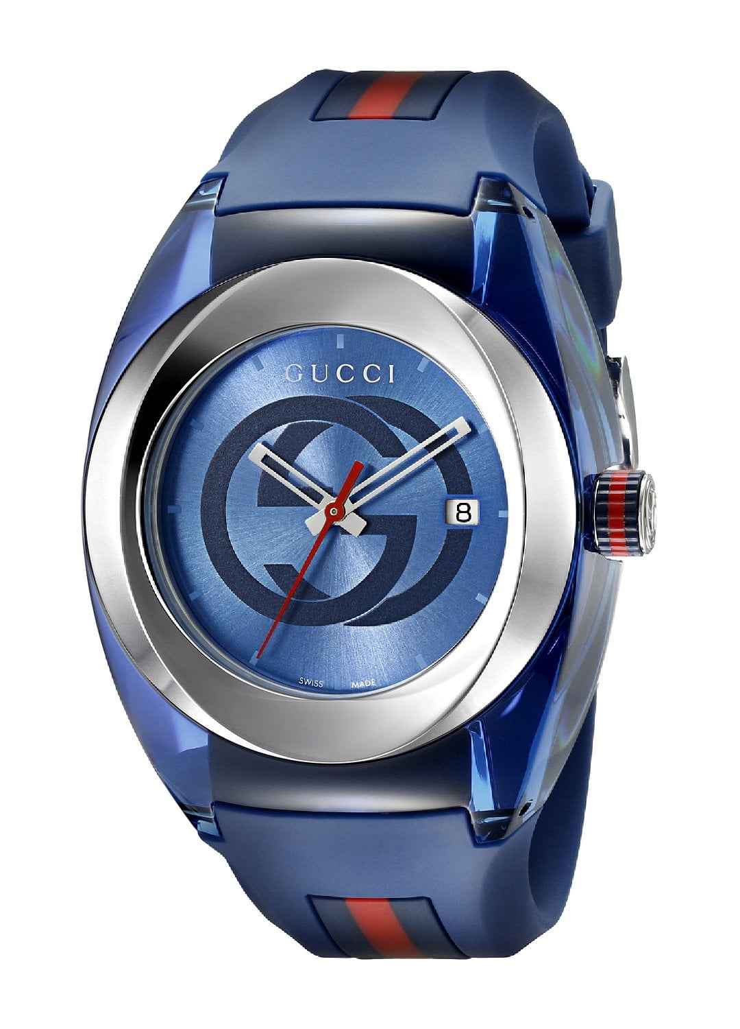 gucci sync xxl white rubber strap 46mm unisex watch ya137102
