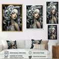 thumbnail image 4 of Designart "Black and White Cubist Woman Portrait VI" Fashion Framed Wall Art - Glam Black Woman Living Room Framed Canvas Art, 4 of 6