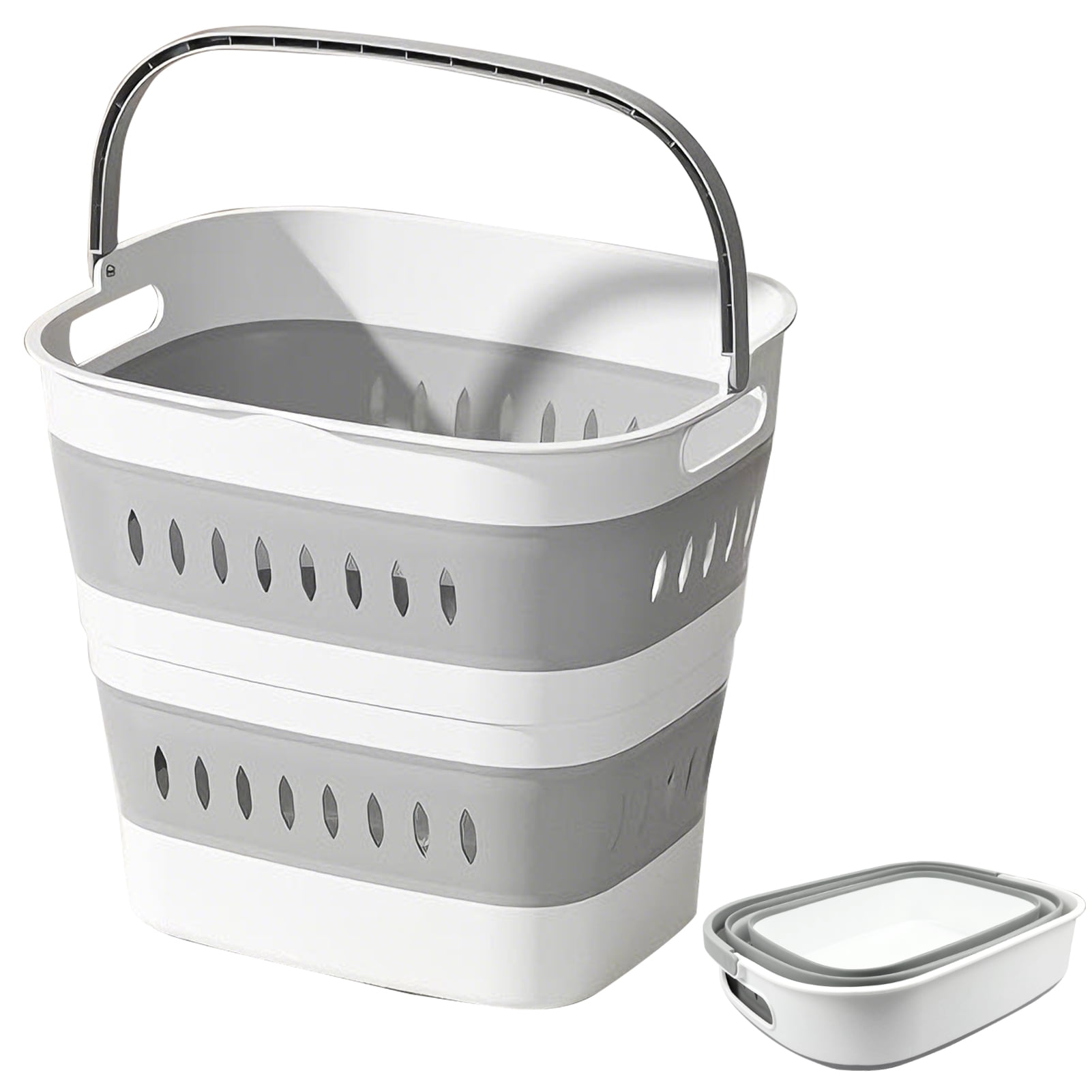 Godance Collapsible Laundry Baskets - Foldable Pop Up Laundry Hamper Plastic with Comfort Handles, 40 L Foldable Clothes Hamper for Laundry, Space Saving Pop-Up Storage Container/Organizer (Grey)