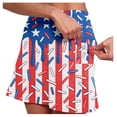 thumbnail image 4 of Womens Dresses Summer Patriotic Printed Mini Skirt Elastic Waist Double Layer Anti Pocket Bottom for Casual Workout Tennis, 4 of 6