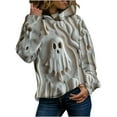 thumbnail image 5 of UPPADA Womens Funny Hoodies Ghost Face Print Graphic Hoodies Cute Funny Hooded Sweatshirt Vintage Pullover Tops Casual Long Sleeve Shirts Oversized Hooded Sweatshirt for Women Beige,S, 5 of 6