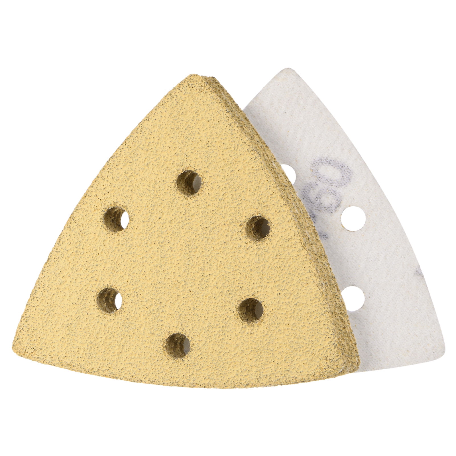uxcell 5 Holes Triangle Detail Sander 40 Grits Hook and Loop Sandpaper Pad 5-1/2 Inch Golden 12 Pcs 