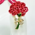 thumbnail image 1 of Elegante broche de cristal para mujer, alfileres de broche de flor rojo y rosa, alfileres de solapa de aleación Hugo Pin de broche de flor de clavel, 1 of 10