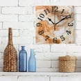 thumbnail image 3 of Orange Marble Wall Clock Square Silent Non Ticking Battery Operated Clock for Home Bathroom Kitchen Bedroom Living Room, 3 of 8