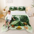 thumbnail image 2 of Castle Fairy Camping Scene Graphic Full Size Comforter Sets 3 Pieces for Teens, "Happy Camping" Art Bedding Sets for Bedroom, Green Brown,Black Reversible, 2 of 6