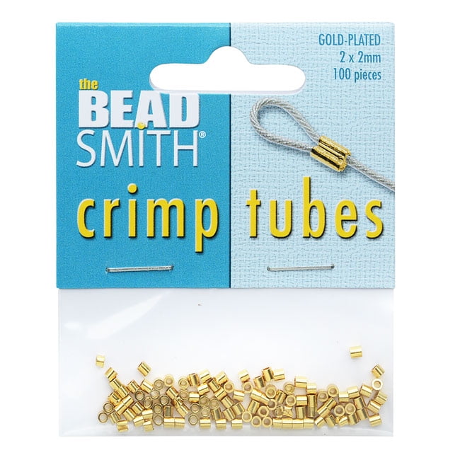 100 GOLD PLATED CRIMP TUBE BEADS 2 X 2 MM 