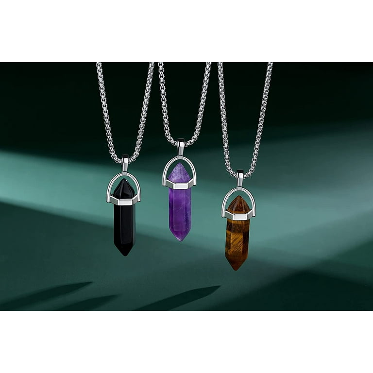 XIANNVXI Tree Of Life Wire Wrapped Green Aventurine Crystal Point Pendant Necklace Reiki Healing Crystal Stone Necklaces Natural Spiritual Hexagonal