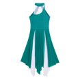 thumbnail image 5 of IEFIEL Womens Color Block Sleeveless Ballet Lyrical Dress Sheer Mesh Irregular Hem Modern Contemporary Performance Costume Green XL, 5 of 7