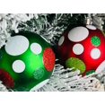 thumbnail image 4 of 6pc Glitter Polka Dot Ball Christmas Tree or Home Decor Ornaments Green White and Red, 4 of 4