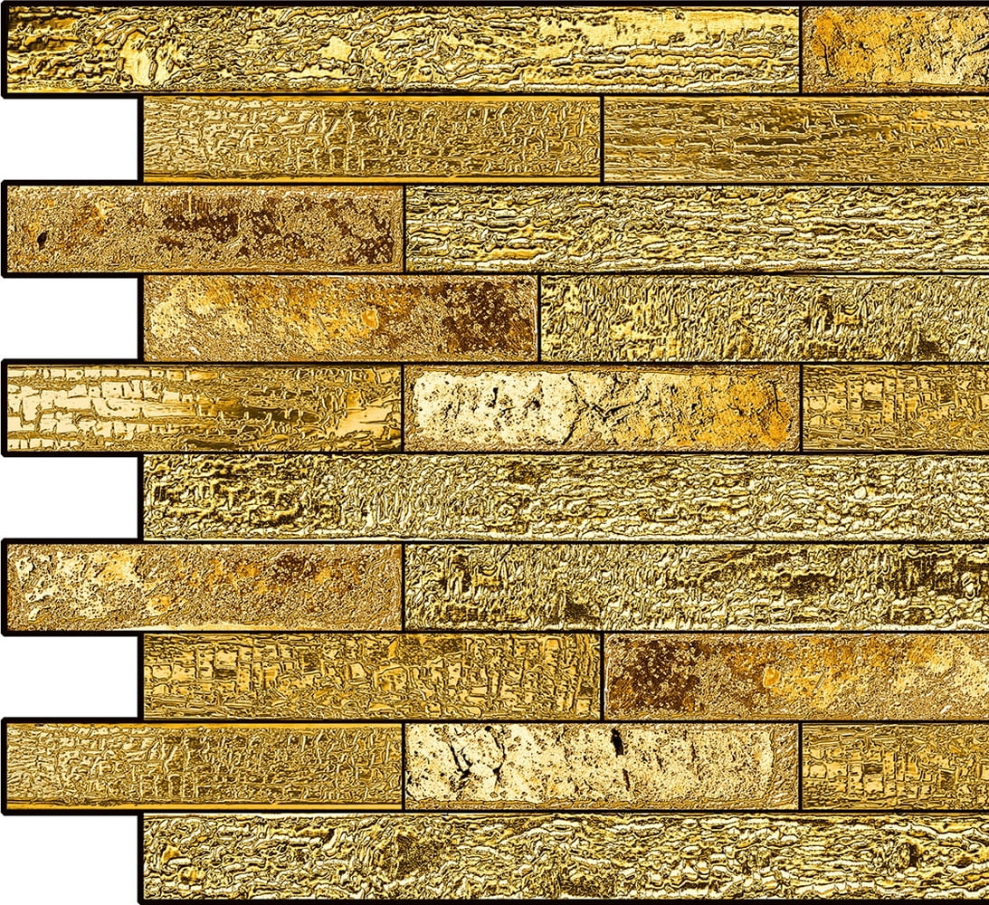 Dundee Deco's Golden Faux Bars PVC 3D Wall Panel, 3.2 ft X 1.6 ft