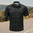 thumbnail image 2 of Afdoent Men's Casual Shirts Male Summer Solid Color Outdoor Casual Style With Pocket Thin Short Sleeve Shirt Vacation Summer Beach Shirts, 2 of 3