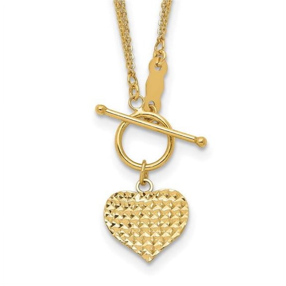 Primal Gold 14 Karat Yellow Gold 3-Strand Diamond-cut Heart Toggle Necklace