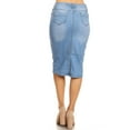 thumbnail image 3 of Fashion2Love Womens Plus/Juniors Mid Waist Below Knee Length Denim Skirt in Pencil Silhouette, 3 of 7