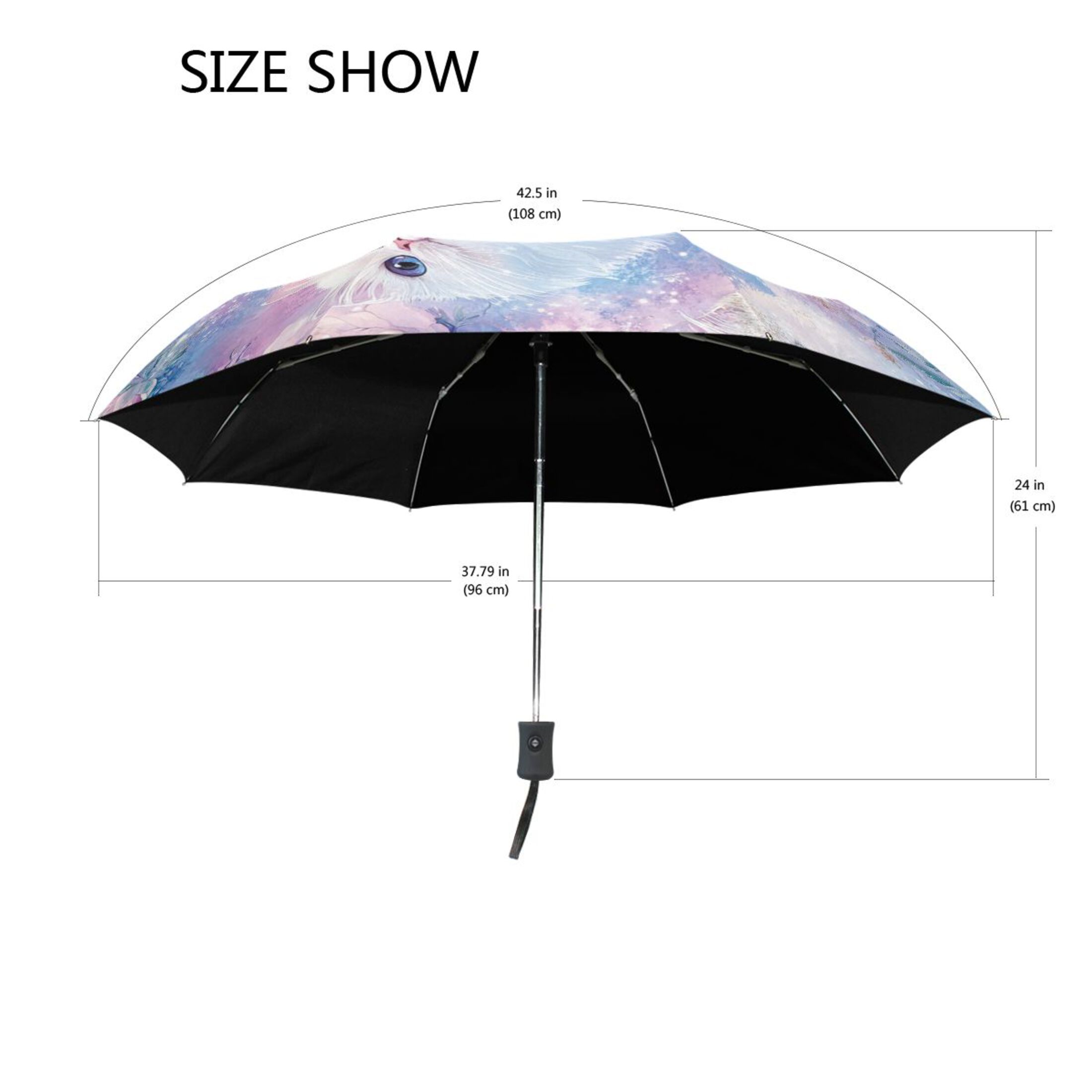 BZSMCE One-Touch Auto Open Close Rain Umbrella With Creative Whimsical Cat Garden Pattern