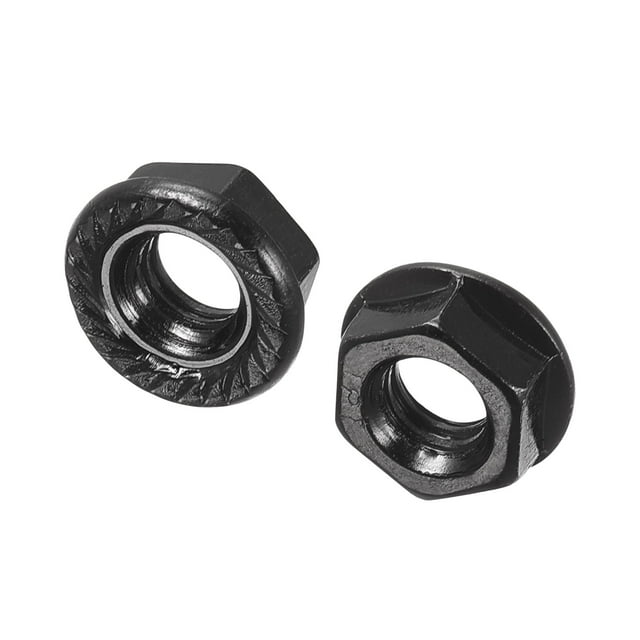 Unique Bargains M6 Serrated Flange Hex Lock Nuts, Carbon Steel Black Oxide Finished 100 Pack