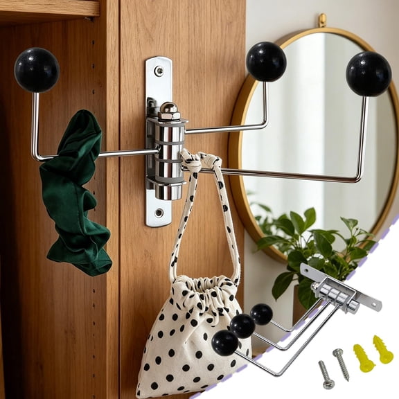 Lenkho Decorative Swivel Metal Wall Hook, Foldable Coat Rack Hook, Multi‑Purpose Wall‑Mount Hanger for Clothes, Hats, Bags, Ideal for Bathroom, Kitchen & Bedroom Storage