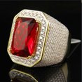 thumbnail image 1 of Trayknick Bague Punk Homme Forme Carrée Faux Rubis Saphir Incrusté Bijou de Fête Cadeau Bleu US 5, 1 of 10