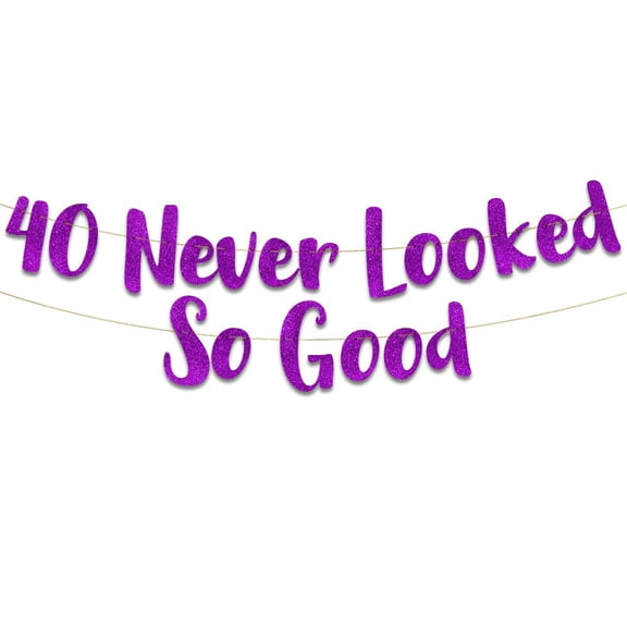 40 Never Looked So Good Purple Glitter Banner - 40th Birthday Decorations for Men and Women - Birthday Party Supplies, Wall Decorations and Celebration Gifts