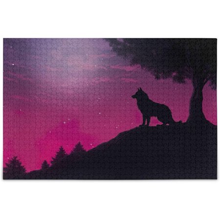 BESTKITTY Puzzle- Lonely Wolf Howling Jigsaw Puzzles,1000 Piece Puzzles for Family - Fun Intellectual Decompressing Educational Games(102)