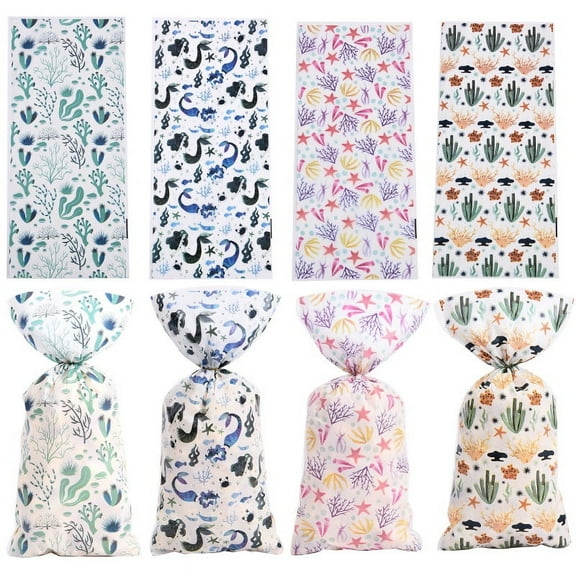 Namzi 150 Pcs Cellophane Bags with Twist Ties Party Favor Treat Bags for Candy Cookies Goodies Bakery Treat Cake Wedding Birthday Gift Wrapping (Mixed Color C)