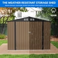 thumbnail image 4 of Dextrus 7x5ft Weatherproof Metal Storage Shed, Lockable Ventilated Outdoor Tool Shed for Backyard Patio Lawn, Brown, 4 of 10