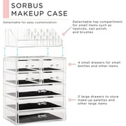 Acrylic Makeup Organizer with 7 Drawers & 16 Slots Jewelry Cosmetics Storage Box