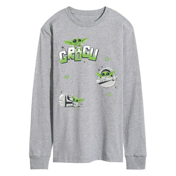 Star Wars - The Mandalorian Grogu Faux Hit Oversized - Men's Long Sleeve Graphic T-Shirt