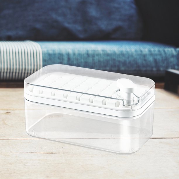 Caja de moldes de hielo tipo prensa con tapas Bandeja de hielo creativa Molde Utensilios de cocina (Blanco) Sywqhk Libre de BPA