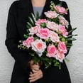 thumbnail image 4 of Artificial Cemetery Flowers, Memorial Rose Flowers Grave Decoration Flower Bouquets with Vase for Cemetery Graveyard Headstones Decor, Set of (Pink), 4 of 5