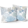 thumbnail image 5 of Nautical Coastal Throw Pillow Covers 20x20 Inch Summer Ocean Themed Seashell Coral Starfish Pillow Cases Set of 2 Soft Cotton Square Cushion Covers for Home Couch Sofa Patio Bedroom, 5 of 6