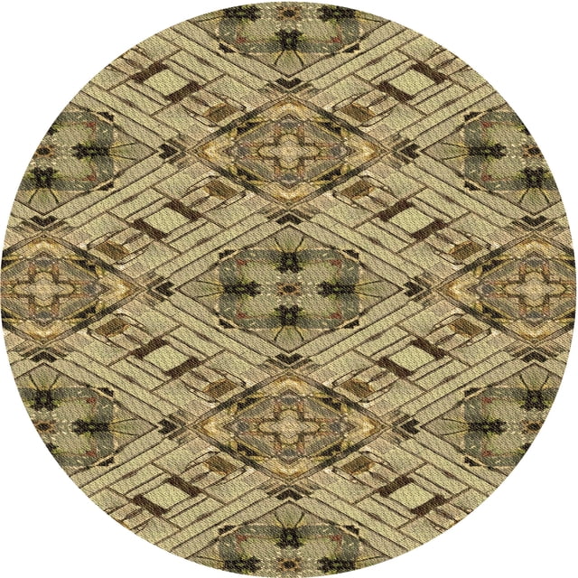 Ahgly Company Tapis Rond Lavable en Machine Intérieur Transitionnel Rouge Brun, 4 Pieds Rond